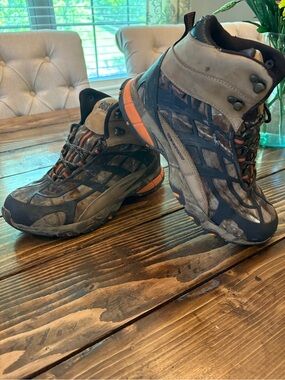 Men's Outdoor Boots - Brown and Black with Orange Accents